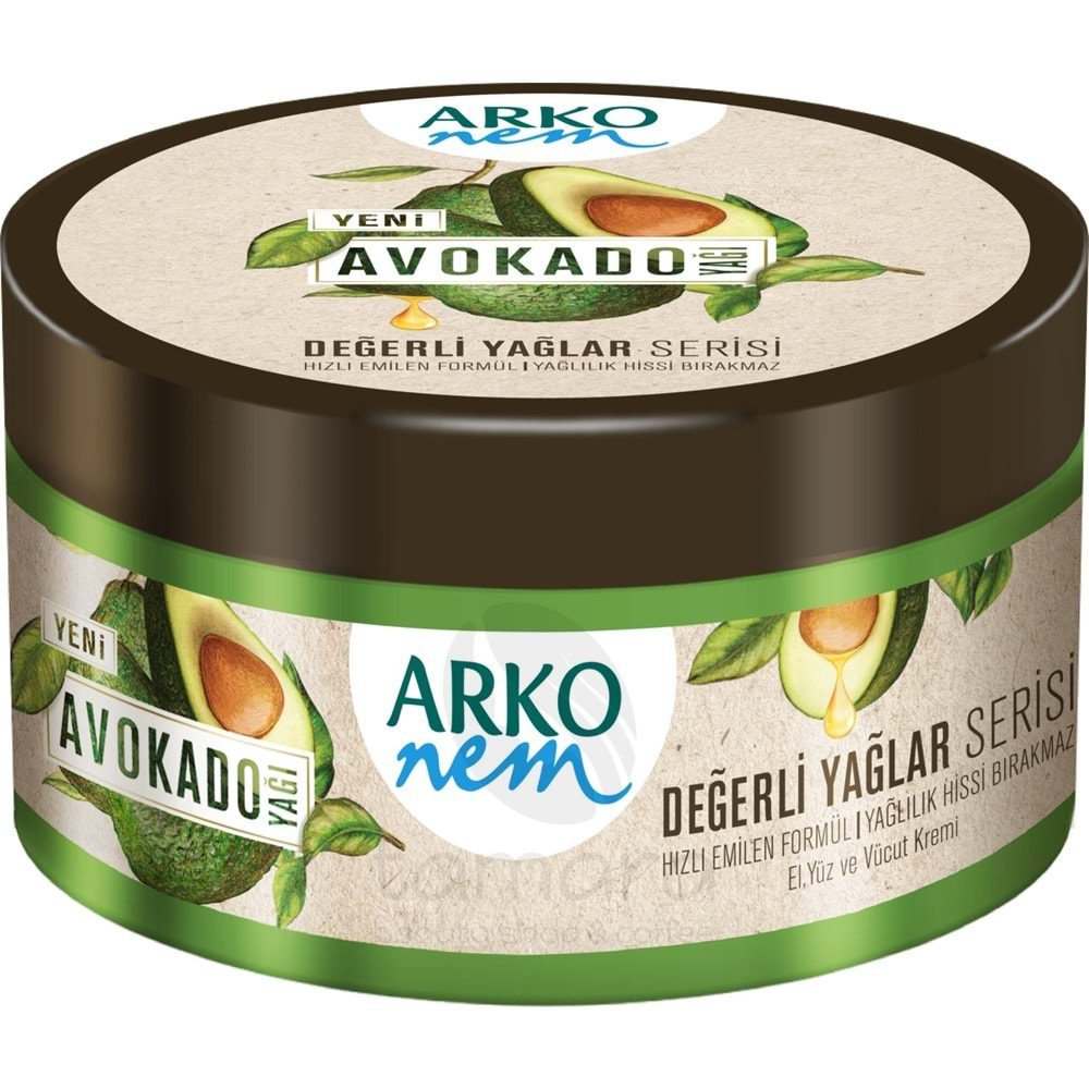 ARKO Nem Değerli Yağlar YENİ AVOKADO Yağı Krem 250 ml.