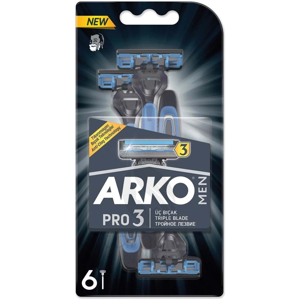 Arko Men Pro 3 Üç Bıçaklı Tıraş Bıçağı 6 Lı