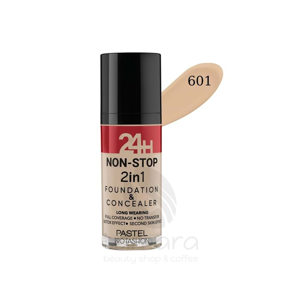 Pastel 24H Non-Stop 2in1 Foundation & Concealer - Fondöten & Kapatıcı 601 Cool