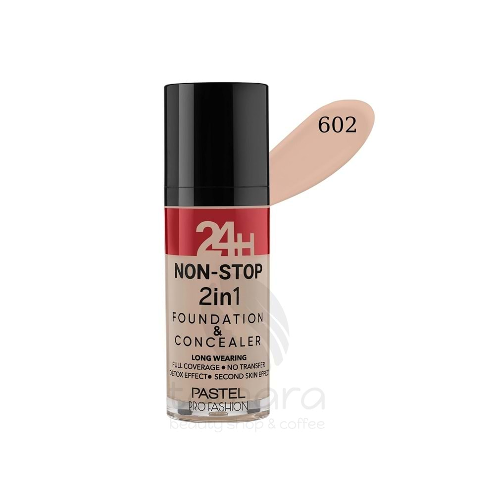 Pastel 24H Non-Stop 2in1 Foundation & Concealer - Fondöten & Kapatıcı 602 Light Porcelaın