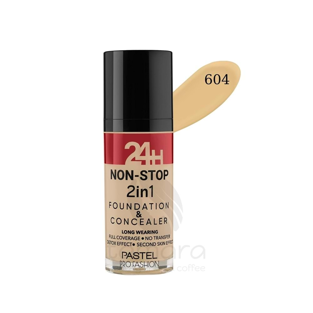 Pastel 24H Non-Stop 2in1 Foundation & Concealer - Fondöten & Kapatıcı 604 Vanilla