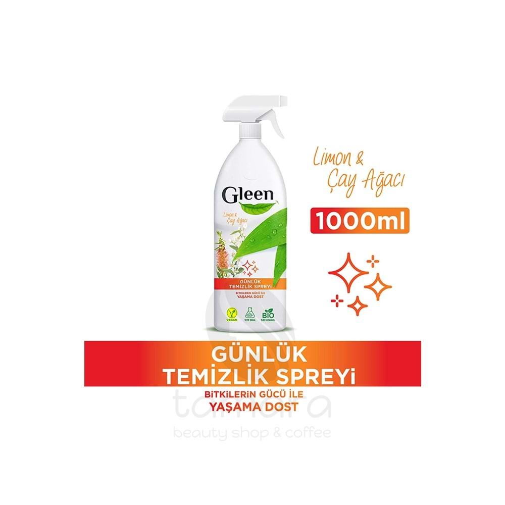 Gleen Organik Içerikli Vegan 1 Lt Limon-çay Ağacı Sprey Yüzey Temizleyici