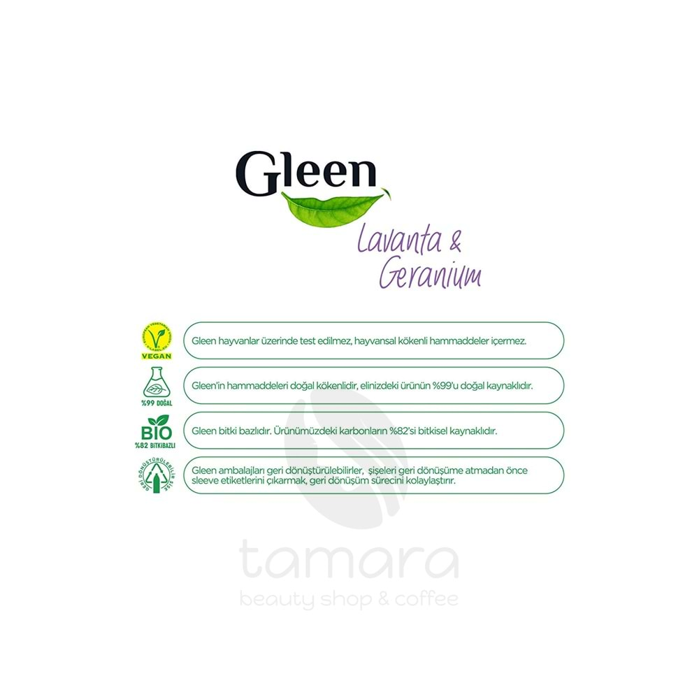 Gleen Organik Içerikli Vegan 1 Lt Lavanta-geranium Sprey Yüzey Temizleyici