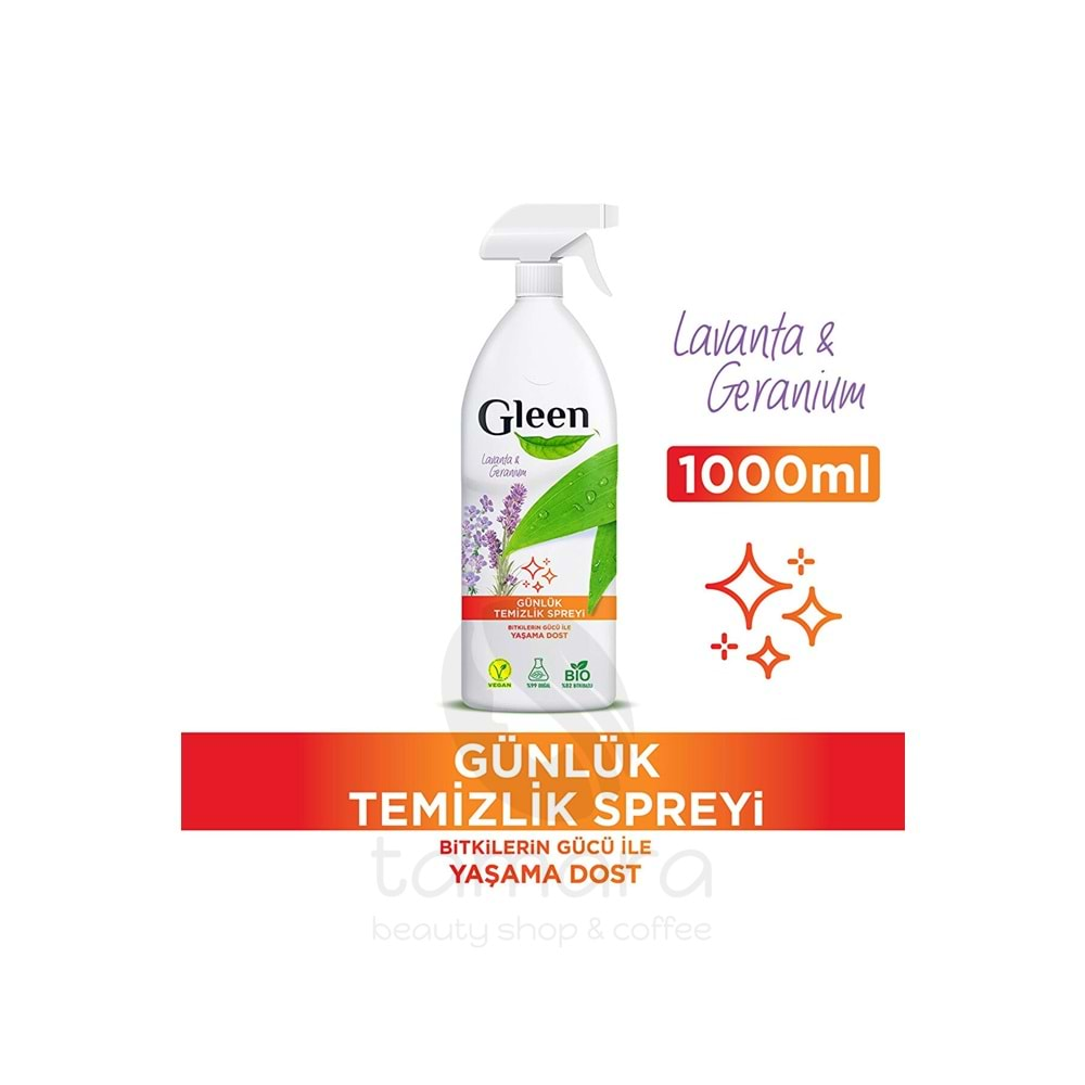 Gleen Organik Içerikli Vegan 1 Lt Lavanta-geranium Sprey Yüzey Temizleyici