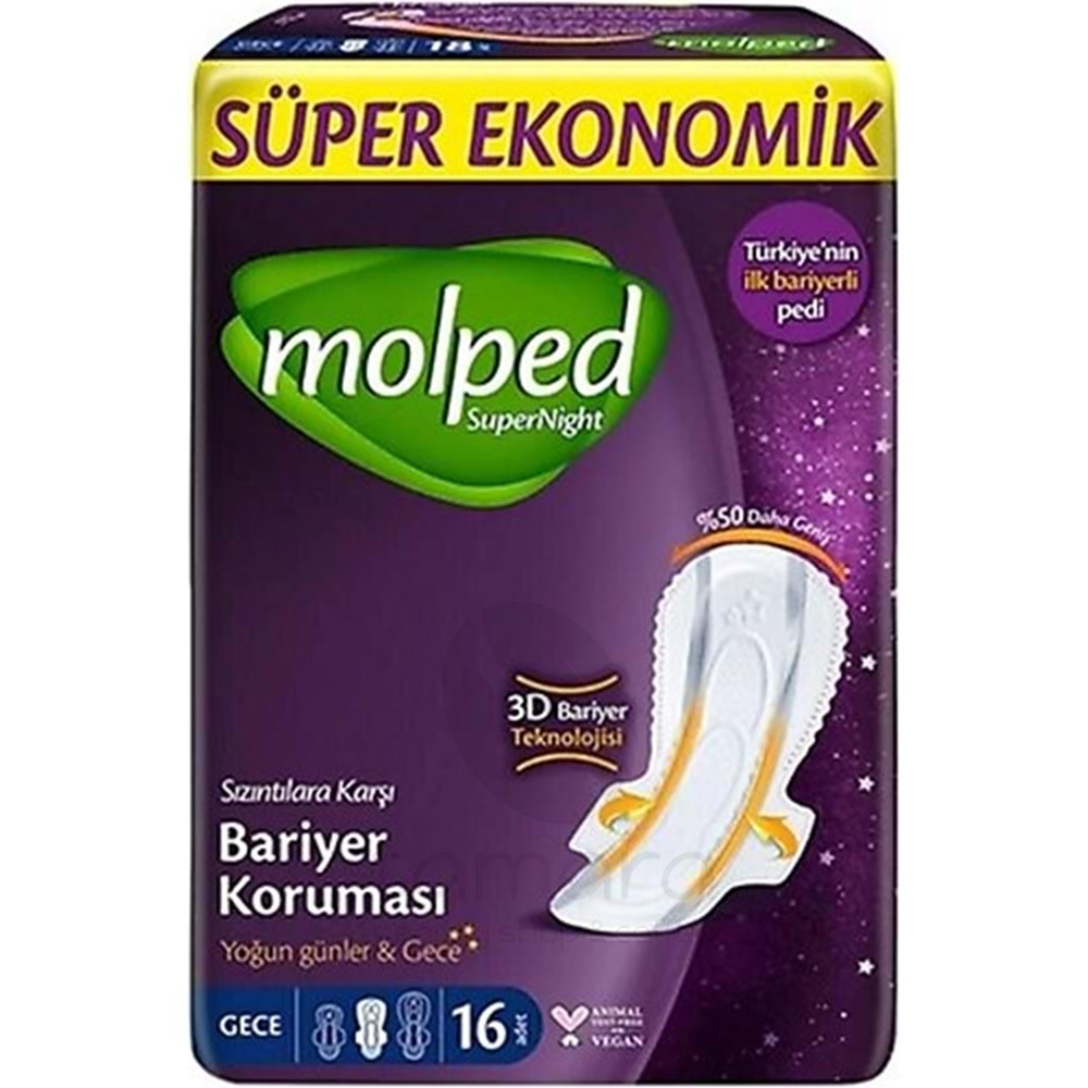 Molped Supernight Gece Hijyenik Ped 16 lı