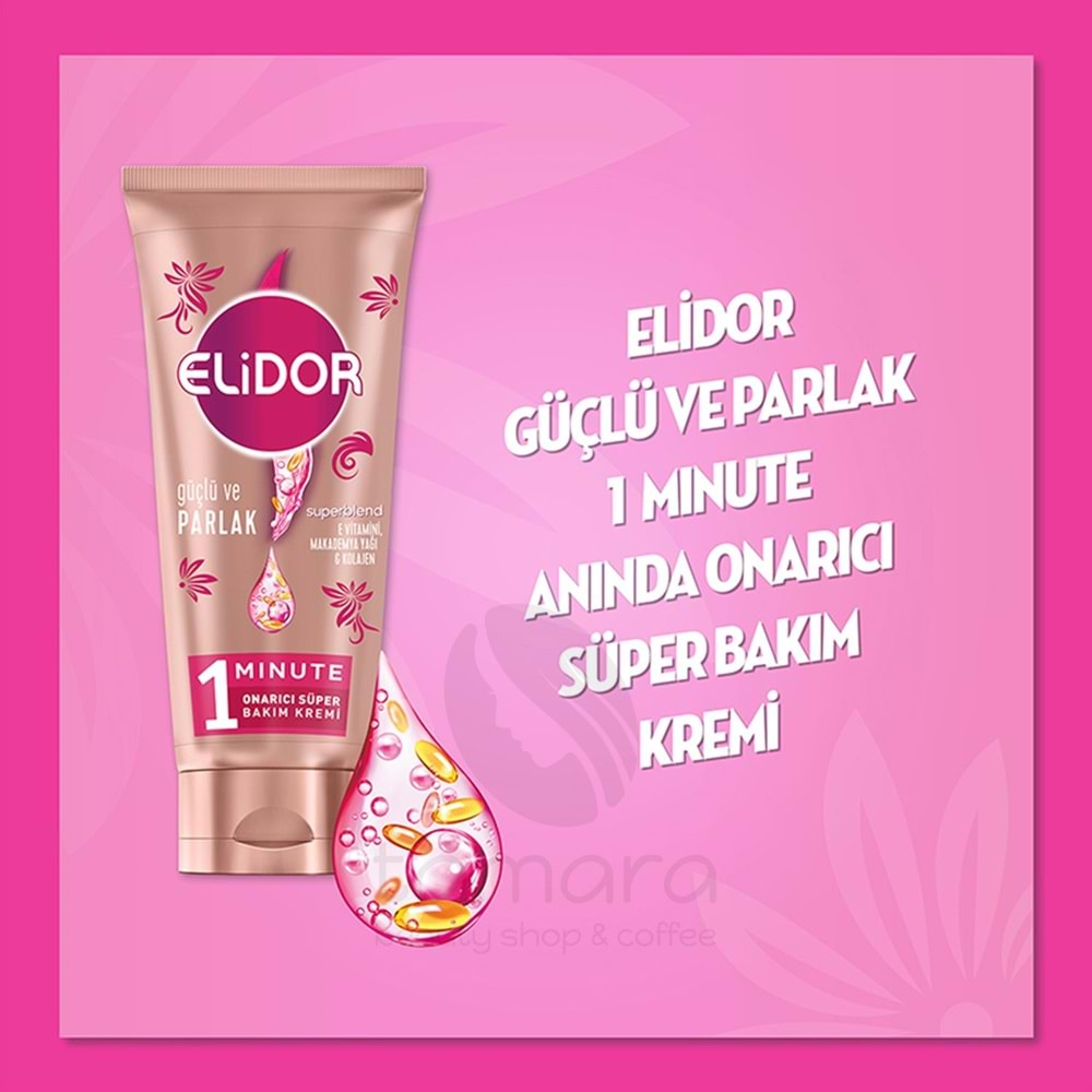 Elidor 1 Minute Onarıcı Süper Saç Bakım Kremi Güçlü ve Parlak 170 ml