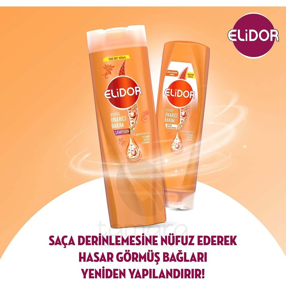 Elidor Superblend Saç Bakım Şampuanı Anında Onarıcı Bakım C Vitamini Keratin Seramid 400 ml