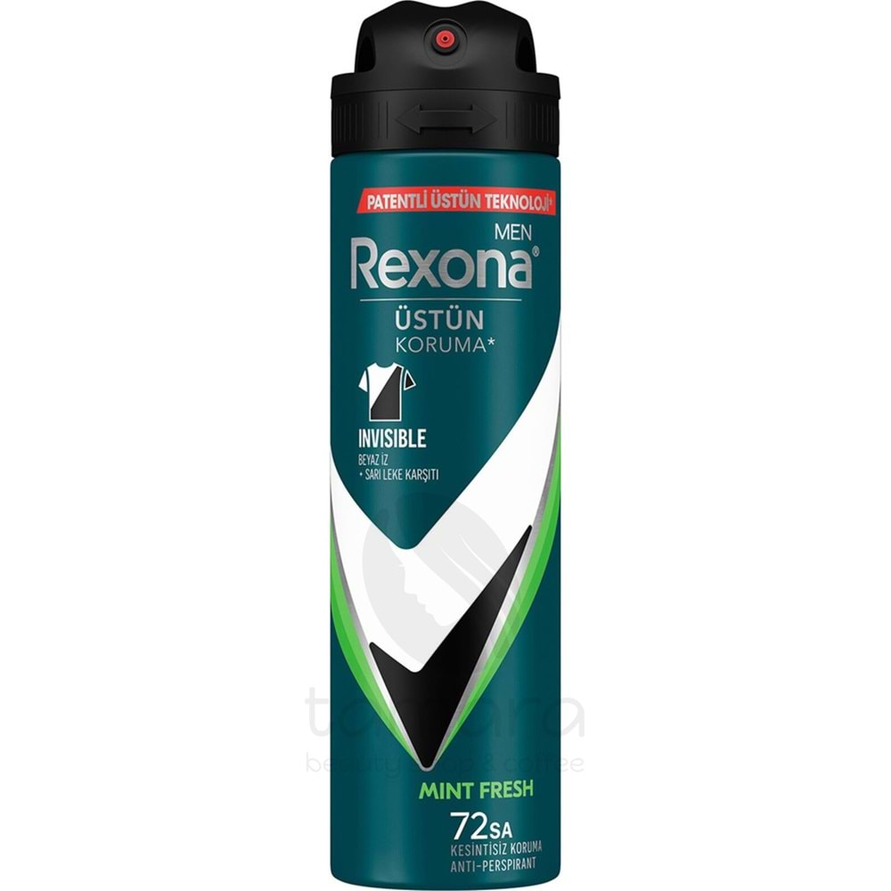 Rexona Men Erkek Sprey Deodorant Invisible On Black + White Mınt Fresh 150 ml