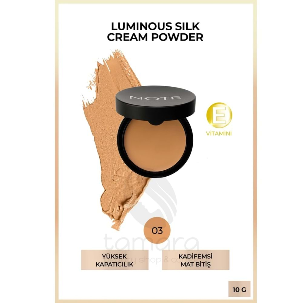 Note Luminous Silk Cream Powder Patakrem 03 Medium Beige