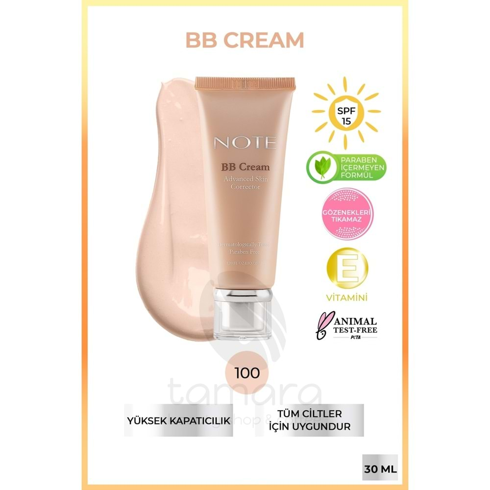 Note Bb Cream - Bb Krem Doğal Kapatıcılık 100 Porcelain