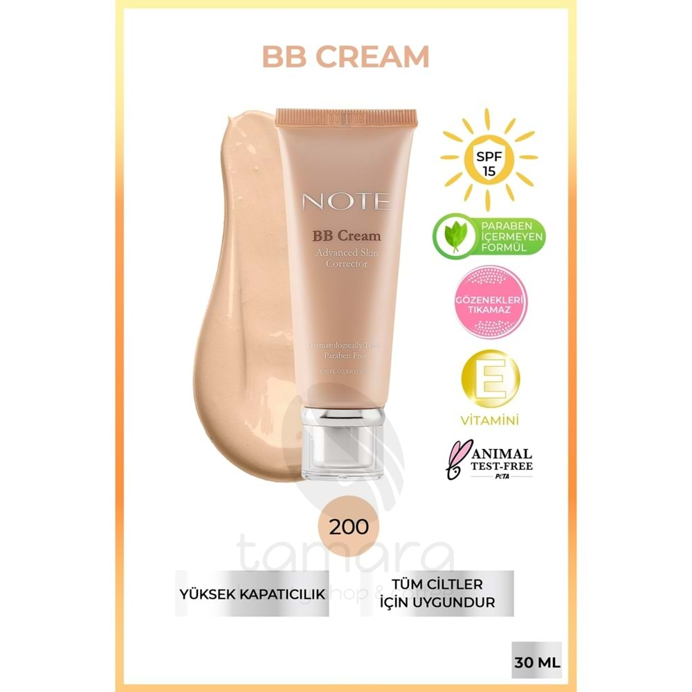 Note Bb Cream - Bb Krem Doğal Kapatıcılık 200 Soft Ivory