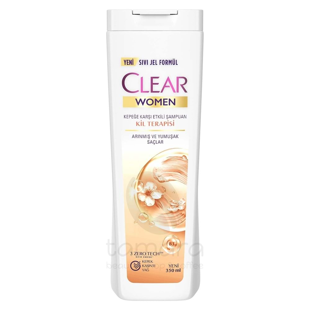 Clear Women Kepeğe Karşı Etkili Şampuan Kil Terapisi Arınmış ve Yumuşak Saçlar 350 ml