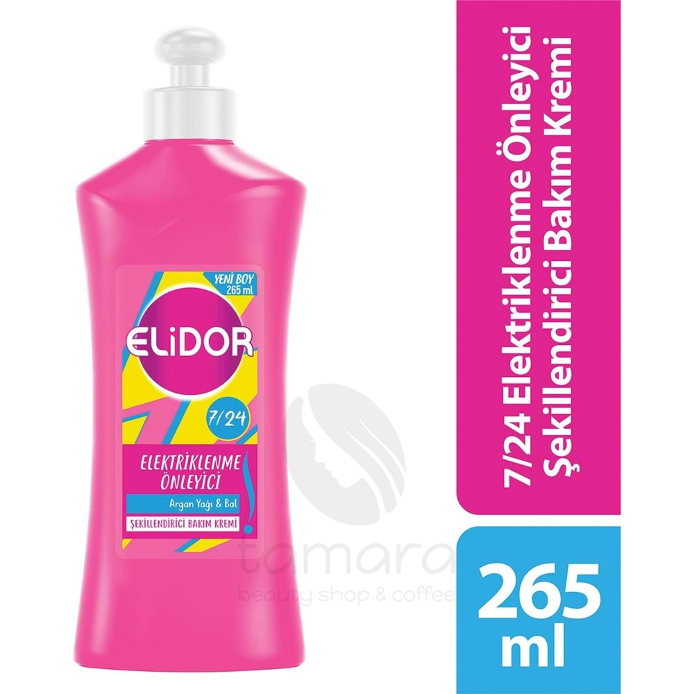 Elidor 7/24 Şekillendirici Saç Bakım Kremi Elektriklenme Önleyici Argan Yağı & Bal 265 ml