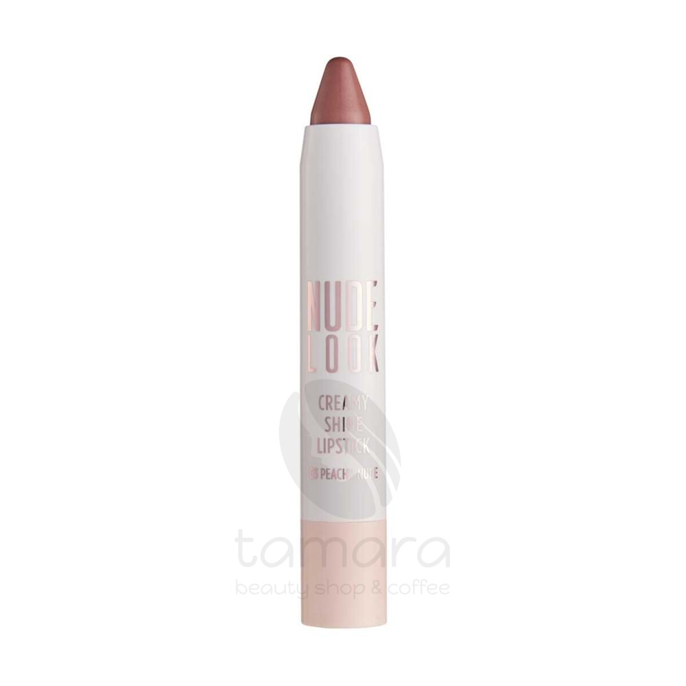 Golden Rose Nude Look Creamy Shine Lipstick-03 Peachy Nude-Kalem Ruj