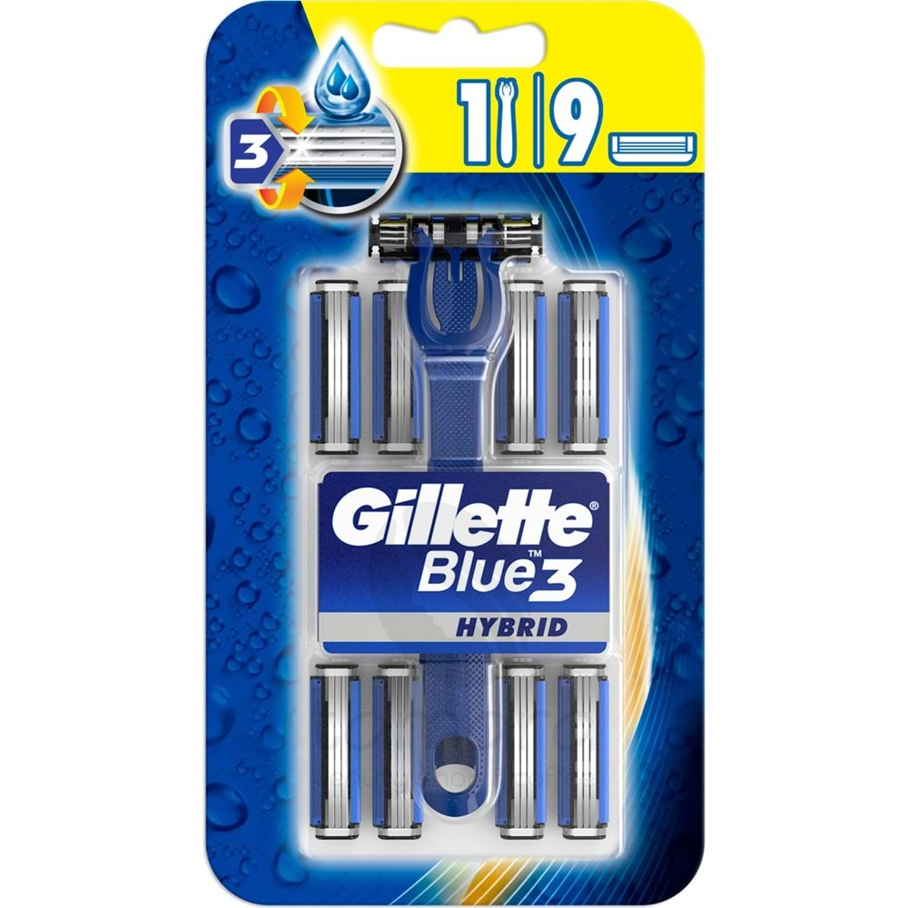 Gillette Blue3 Hybrid Tıraş Makinesi + 8 Yedek Tıraş Bıçağı