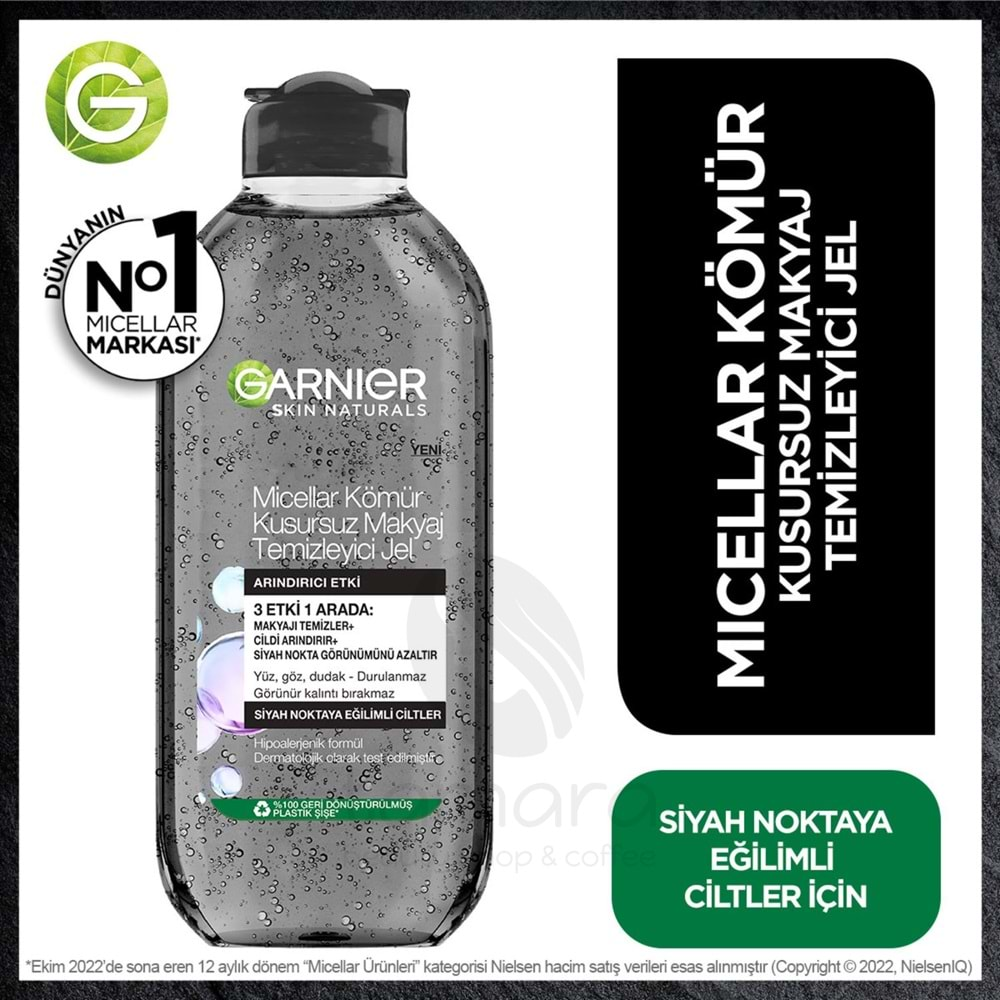 Garnier Micellar Kömür Kusursuz Makyaj Temizleyici Jel 400 ml