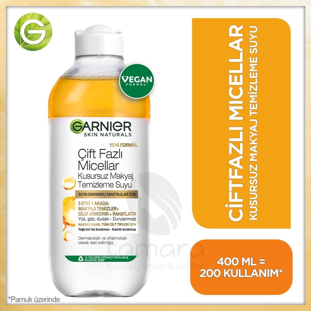 Garnier Çift Fazlı Micellar Kusursuz Temizleme Suyu 400 ml