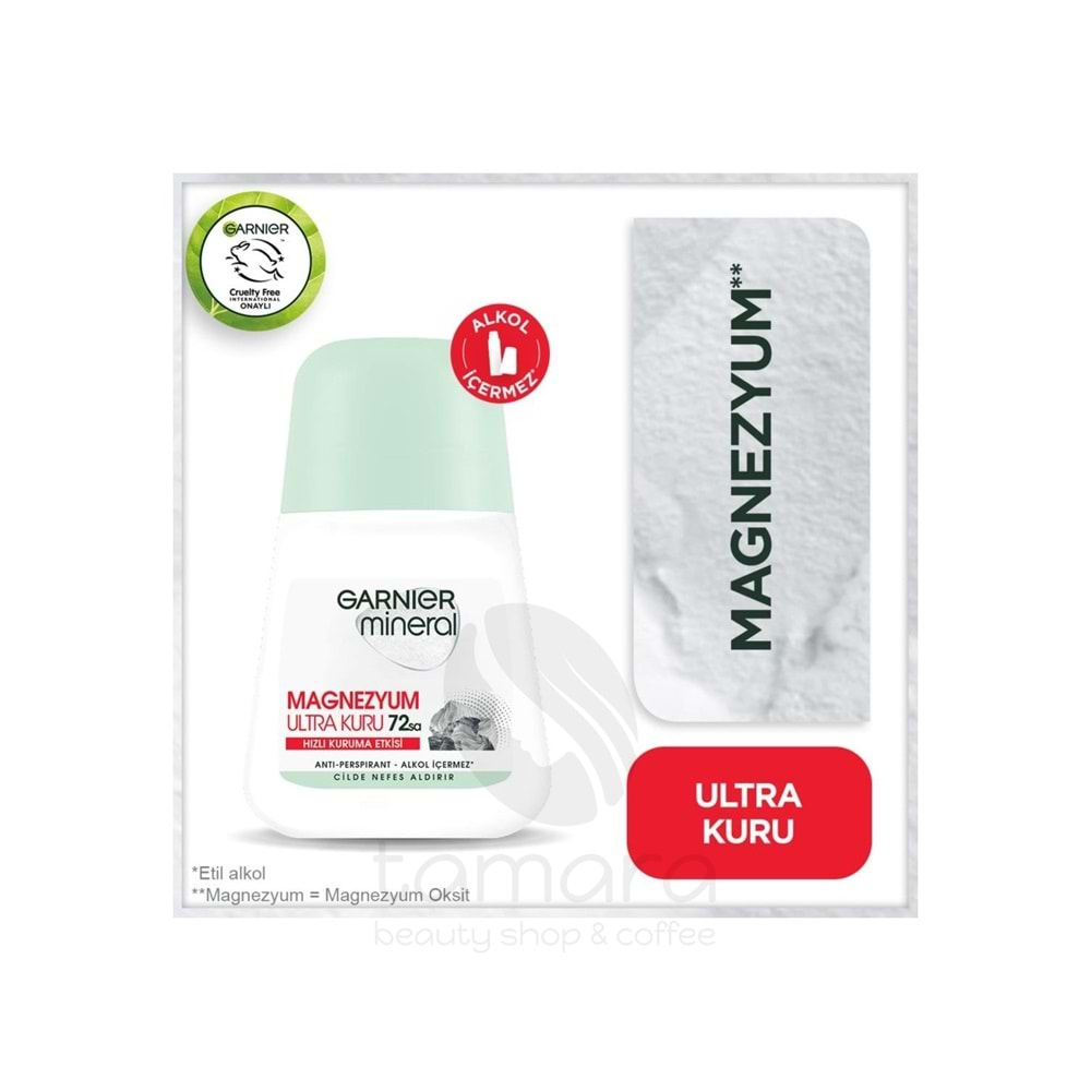 Garnier Mineral Magnezyum Ultra Kuru Roll-On 72 Saat