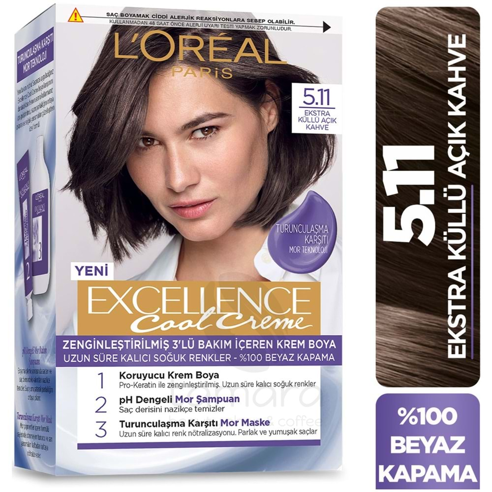 Loreal Paris Excellence Cool Creme Saç Boyası – 5.11 Ekstra Küllü Açık Kahve