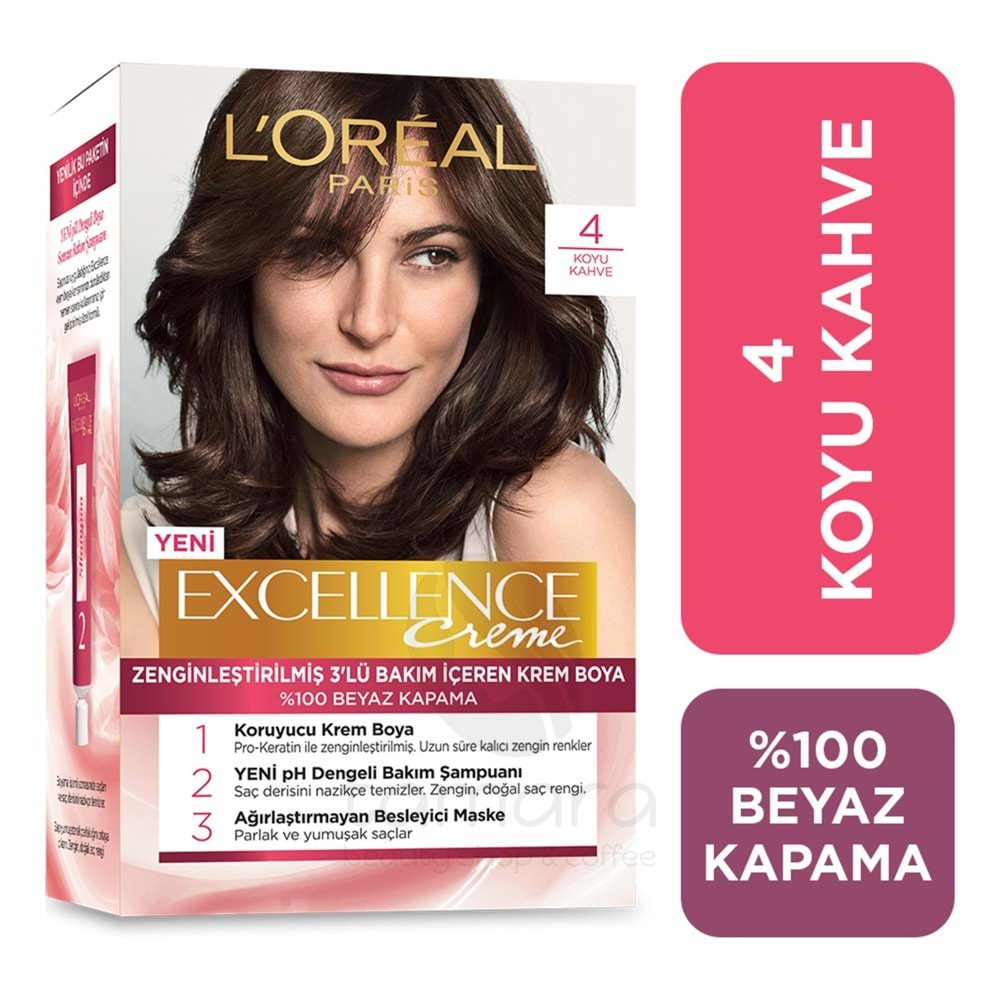 Loreal Paris Excellence Creme Saç Boyası - 4 Koyu Kahve