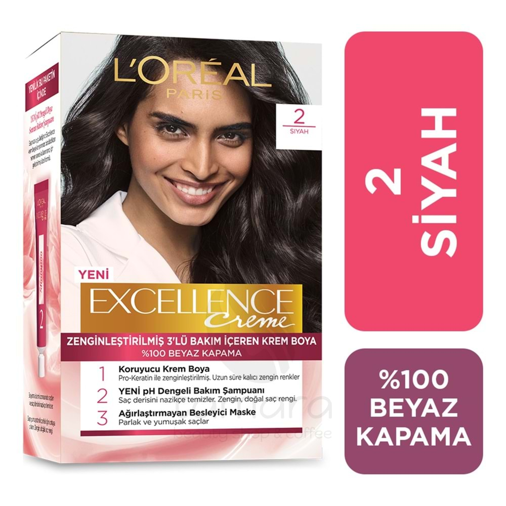 Loreal Paris Excellence Creme Saç Boyası 2 Siyah