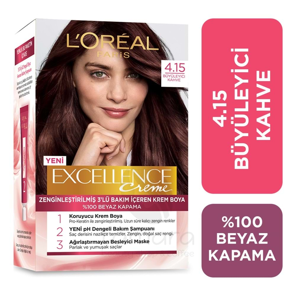 Loreal Paris Excellence Creme Saç Boyası 4.15 Büyüleyici Kahve