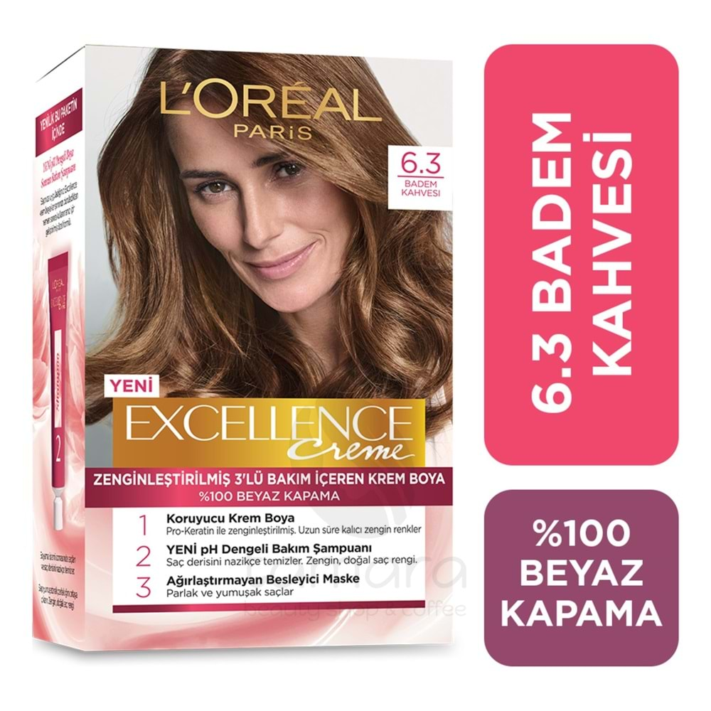 Loreal Paris Excellence Creme Saç Boyası 6.30 Badem Kahvesi