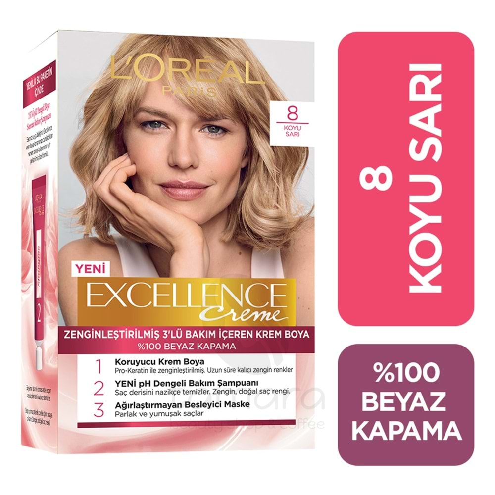 Loreal Paris Excellence Creme Saç Boyası 8 Koyu Sarı