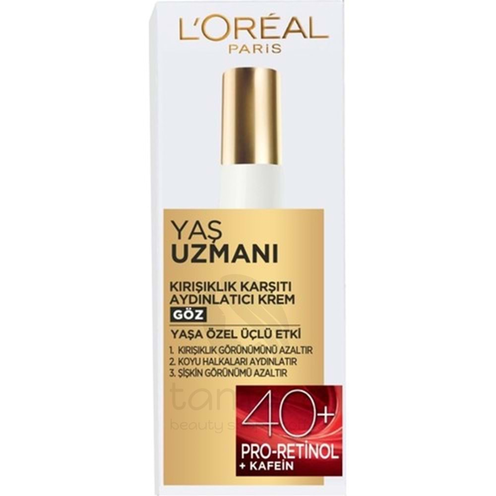 Loreal Paris Yaş Uzmanı 40+ Kırışıklık Karşıtı Yenileyici Göz Kremi