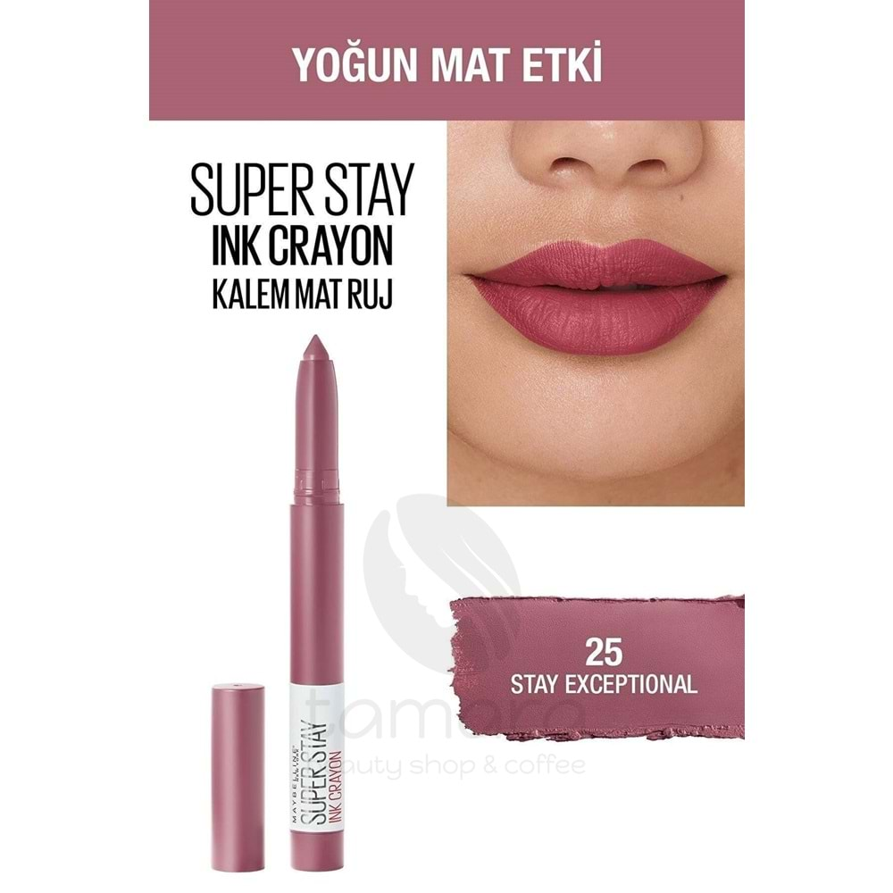 Maybelline New York Super Stay Ink Crayon Kalem Mat Ruj - 25 Stay Exceptional