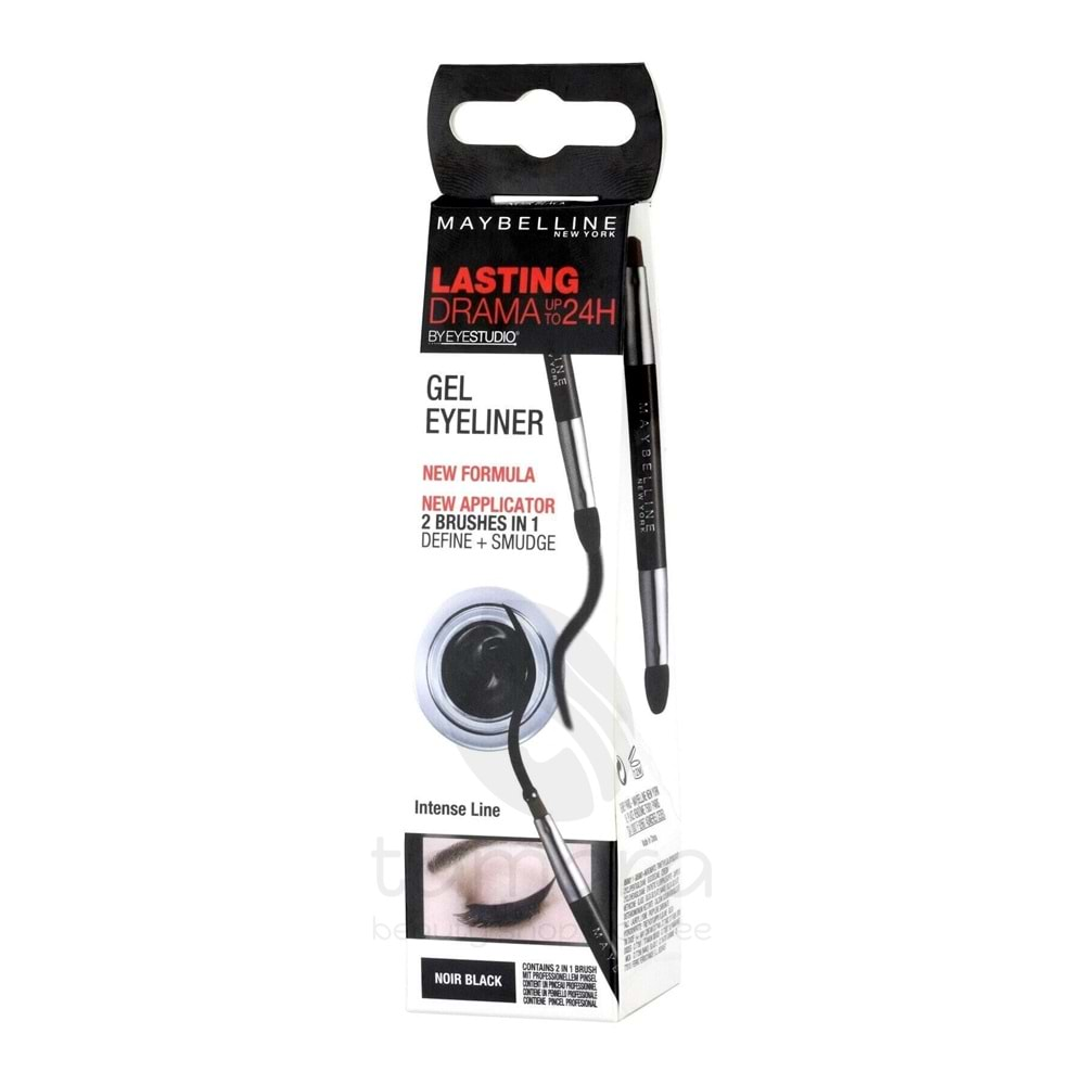 Maybelline New York Dayanıklı Siyah Eyeliner - Eyestudio Lasting Drama Gel Eyeliner 24H 01 Intense Black