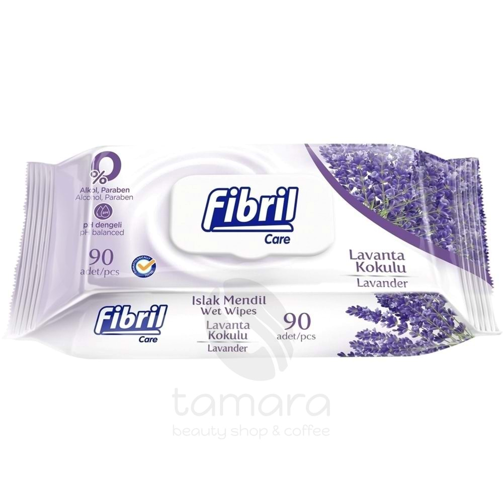 Fibril Islak Havlu Mendil 90 Yaprak Lavanta Plastik Kapaklı Tekli Pk