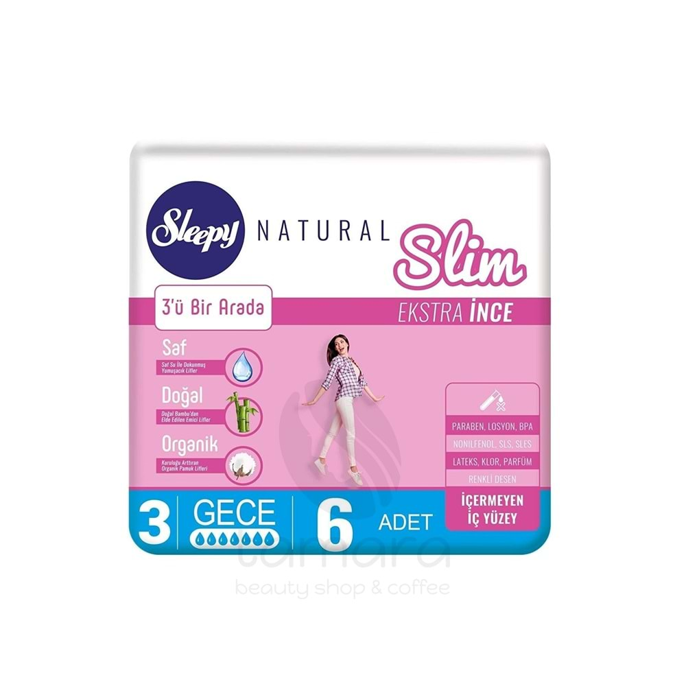 Sleepy Natural Slim Ekstra İnce Gece 6 Ped