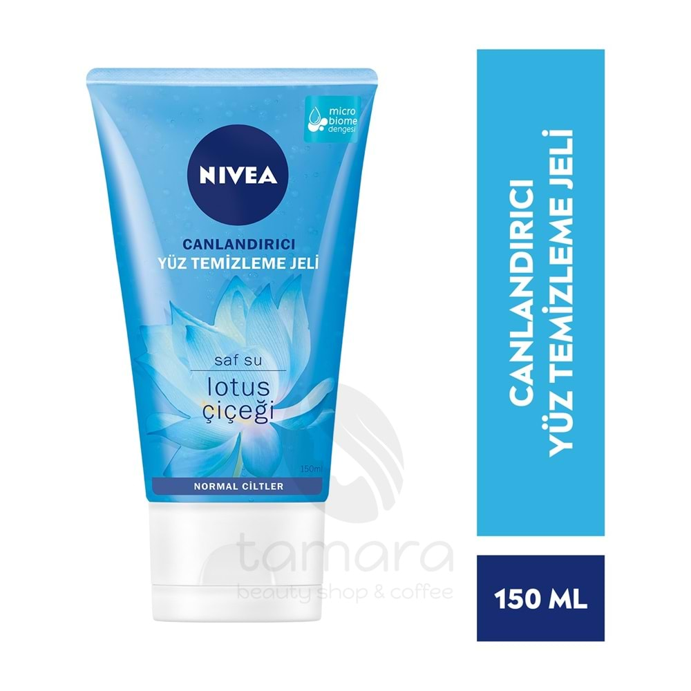 Nivea Canlandırıcı Yüz Temizleme Jeli 150 ml, Saf Su ve Lotus Çiçeği ile Etkili Yüz Temizleyici