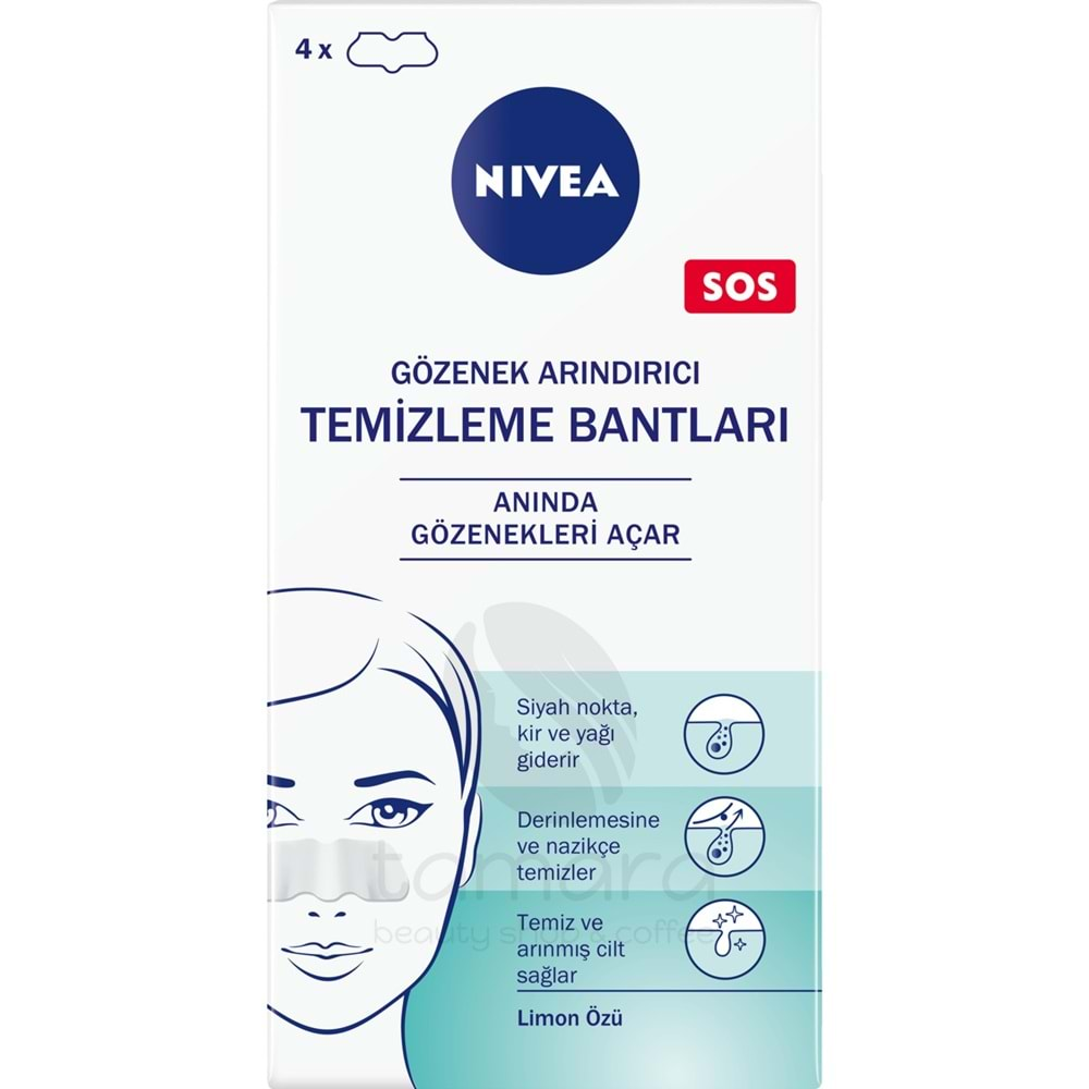 Nivea Siyah Nokta & T-Bölgesi Temizleyici Yüz Bantlar 120 gr, 4'lü,Gözenek Arındırıcı