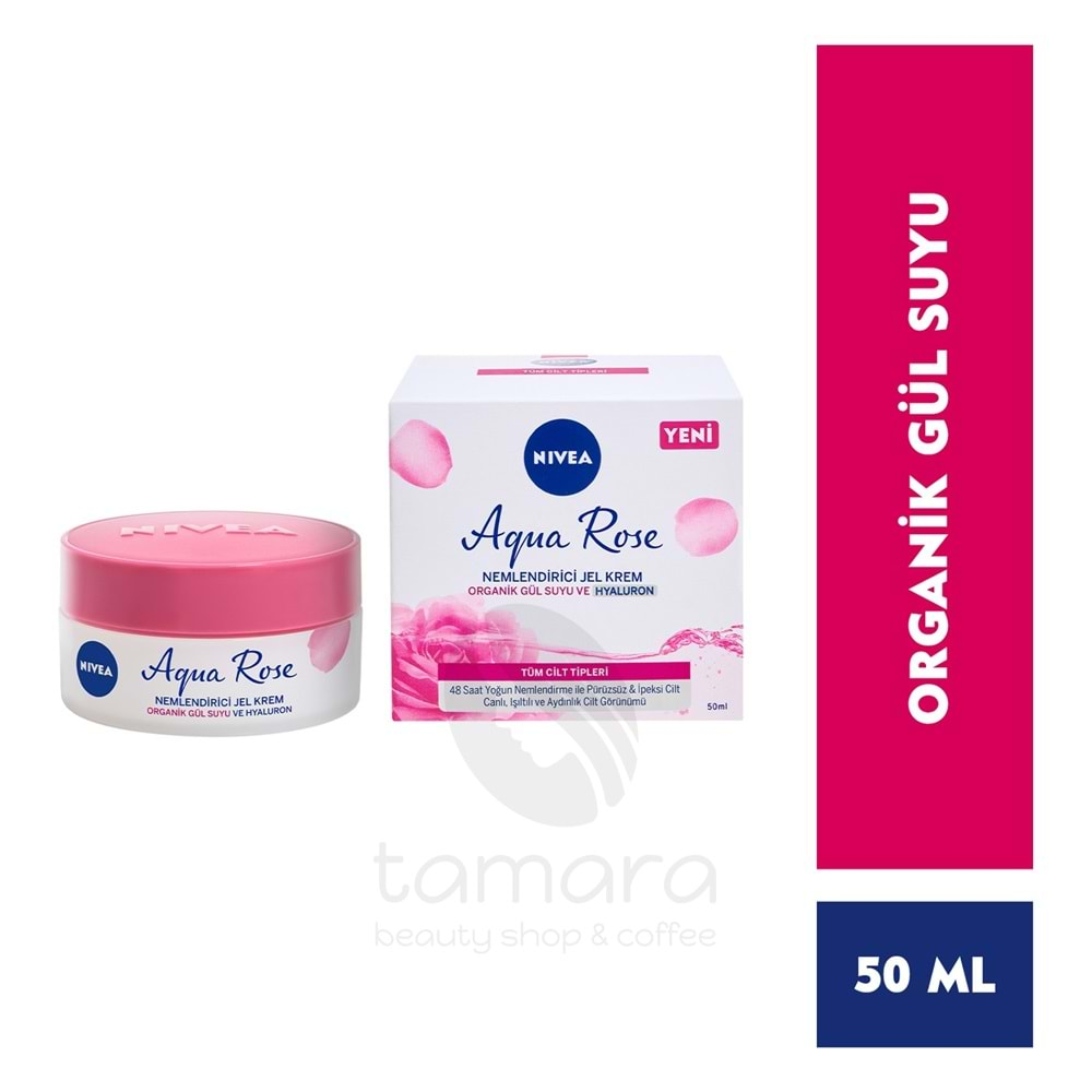 Nivea Aqua Rose Hyaluron ve Organik Gül Suyu İçeren Nemlendirici Jel Yüz Kremi 50 ml