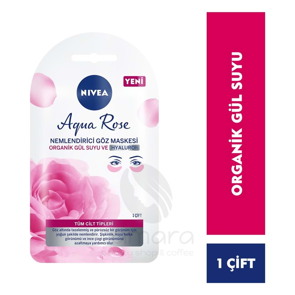 Nivea Aqua Rose Hyaluron ve Organik Gül Suyu İçeren Nemlendirici Göz Maskesi