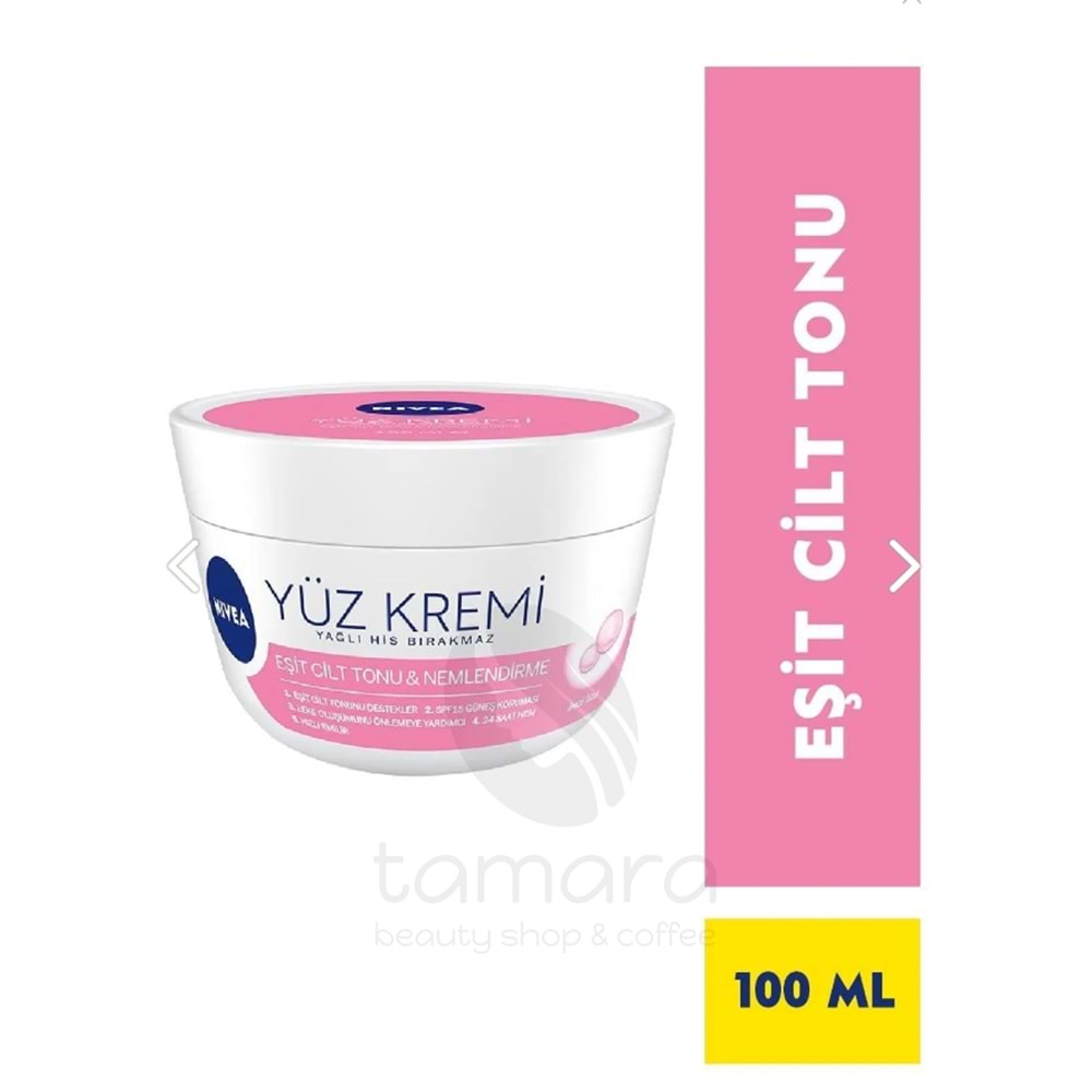 Nivea Yüz Kremi 100 Ml, Eşit Cilt Tonu,24 Saat Nemlendirici Yüz Kremi