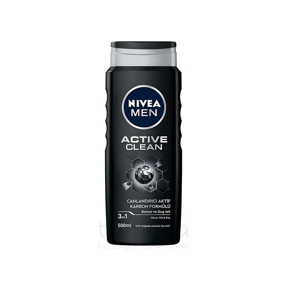 Nivea Men Active Clean Duş Jeli-vücut-yüz Ve Saç Şampuanı 500 Ml