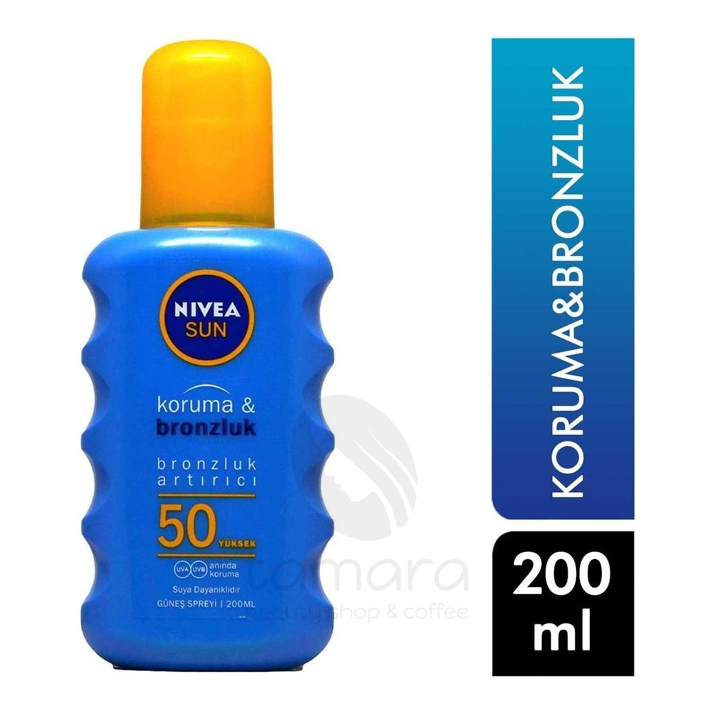 Nivea Sun Koruma & Bronzluk Artırıcı Güneş Spreyi Vücut Güneş Kremi 50 Spf 200 ml