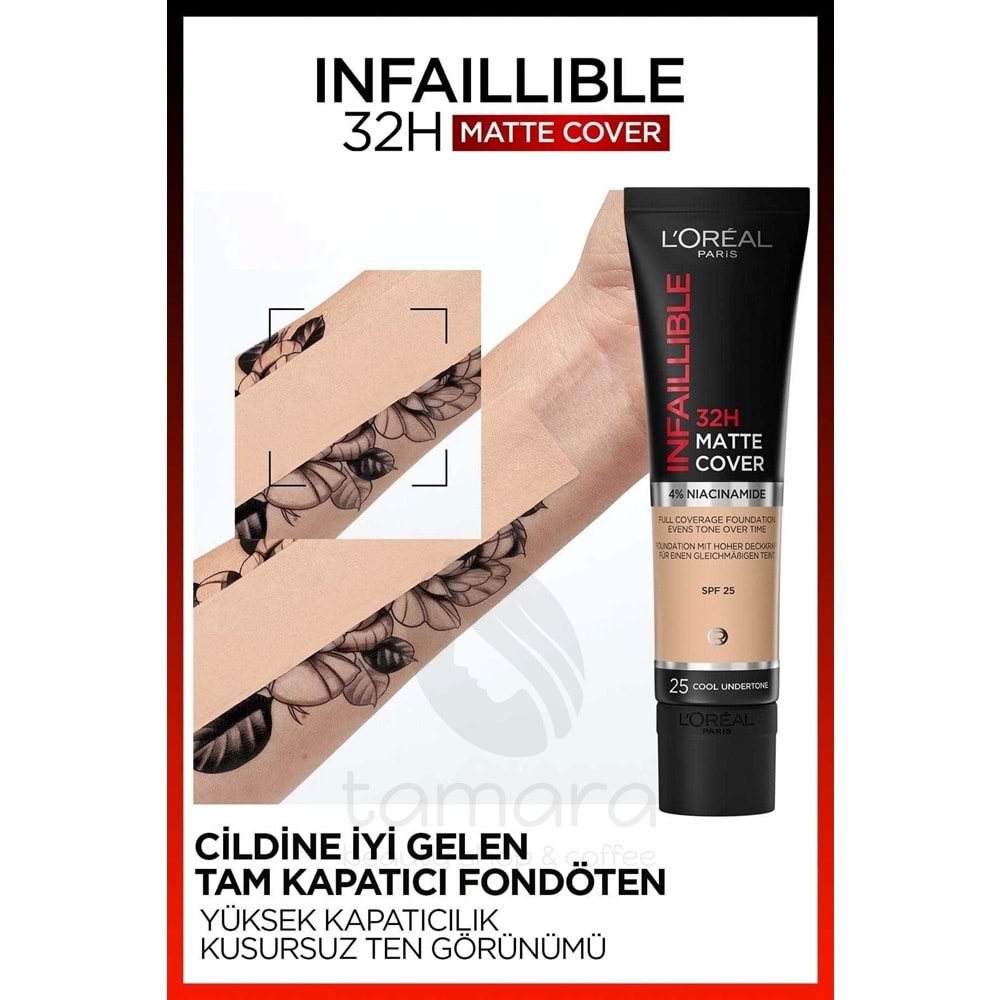 Loreal Paris Infaillible 32h Matte Cover Yüksek Kapatıcı Fondöten - 175 Soğuk Alt Ton