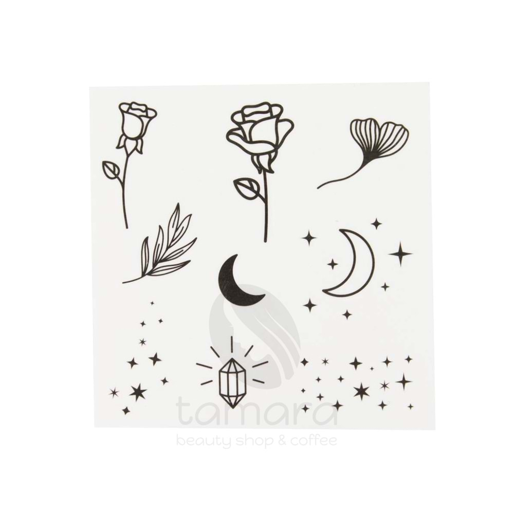 Nascita Yüz Sticker Geçici Dövme Rose & Stars Sticker - 19