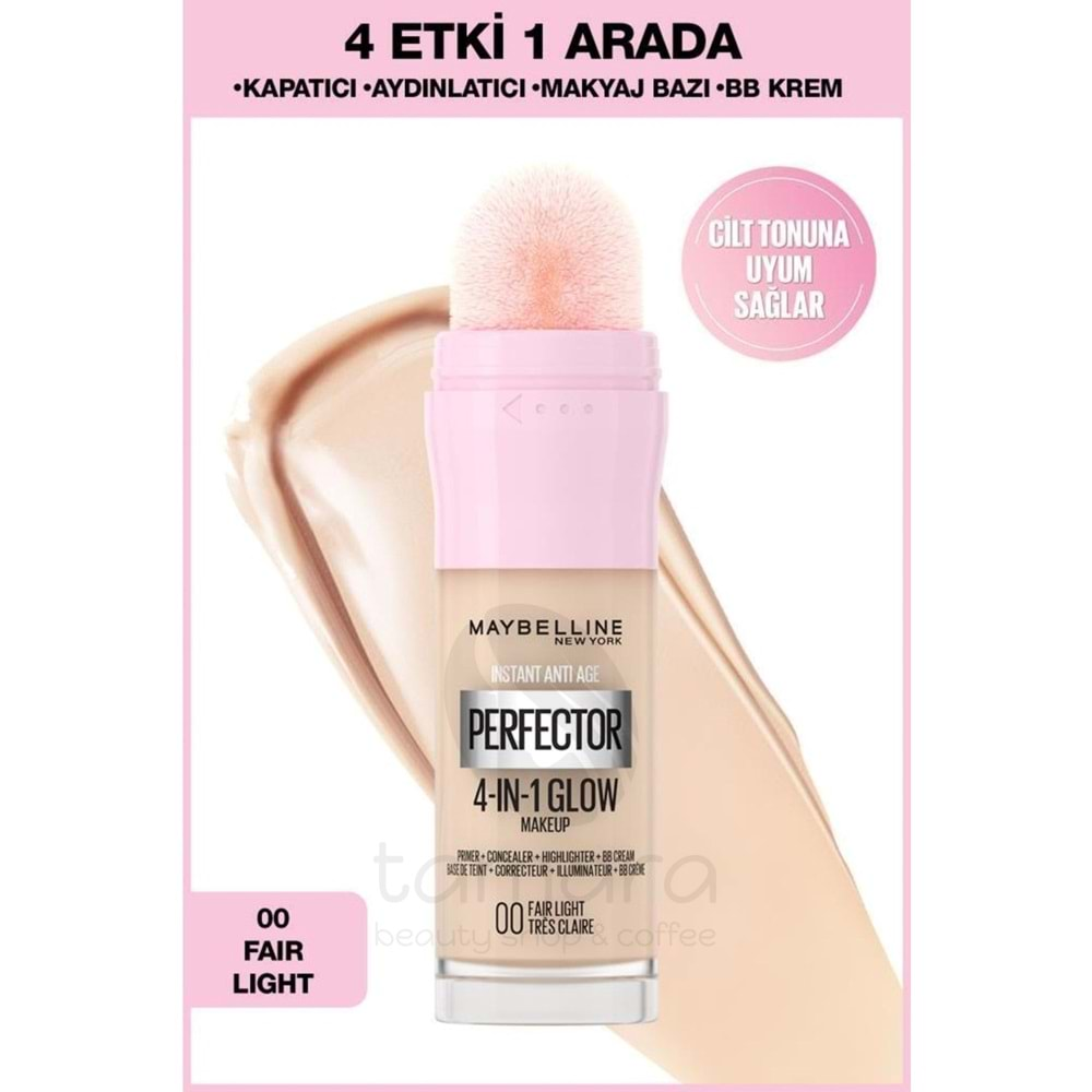 Maybelline New York Instant Perfector Glow 4 Etki 1 Arada Fondöten- 00 Fair Light 20 Ml