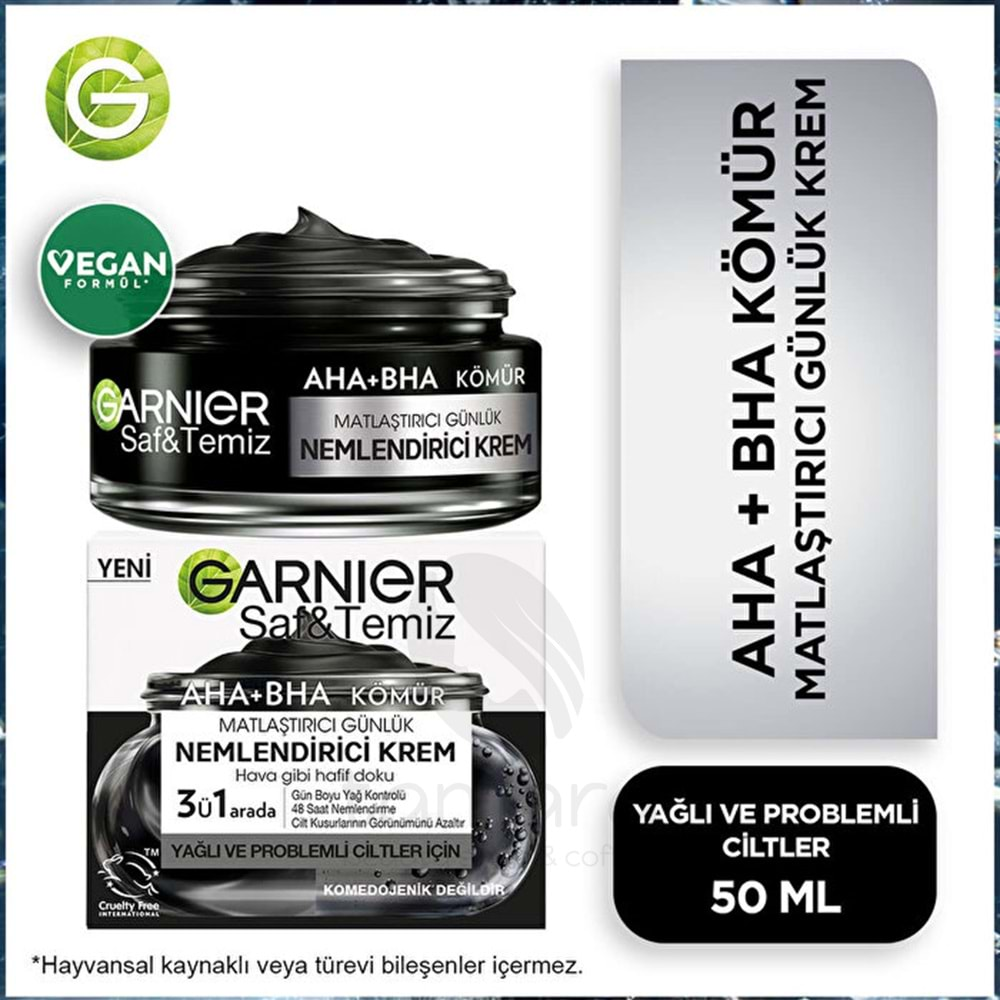 Garnier Saf ve Temiz Kömür Matlaştırıcı Günlük Nemlendirici Krem 50 ml