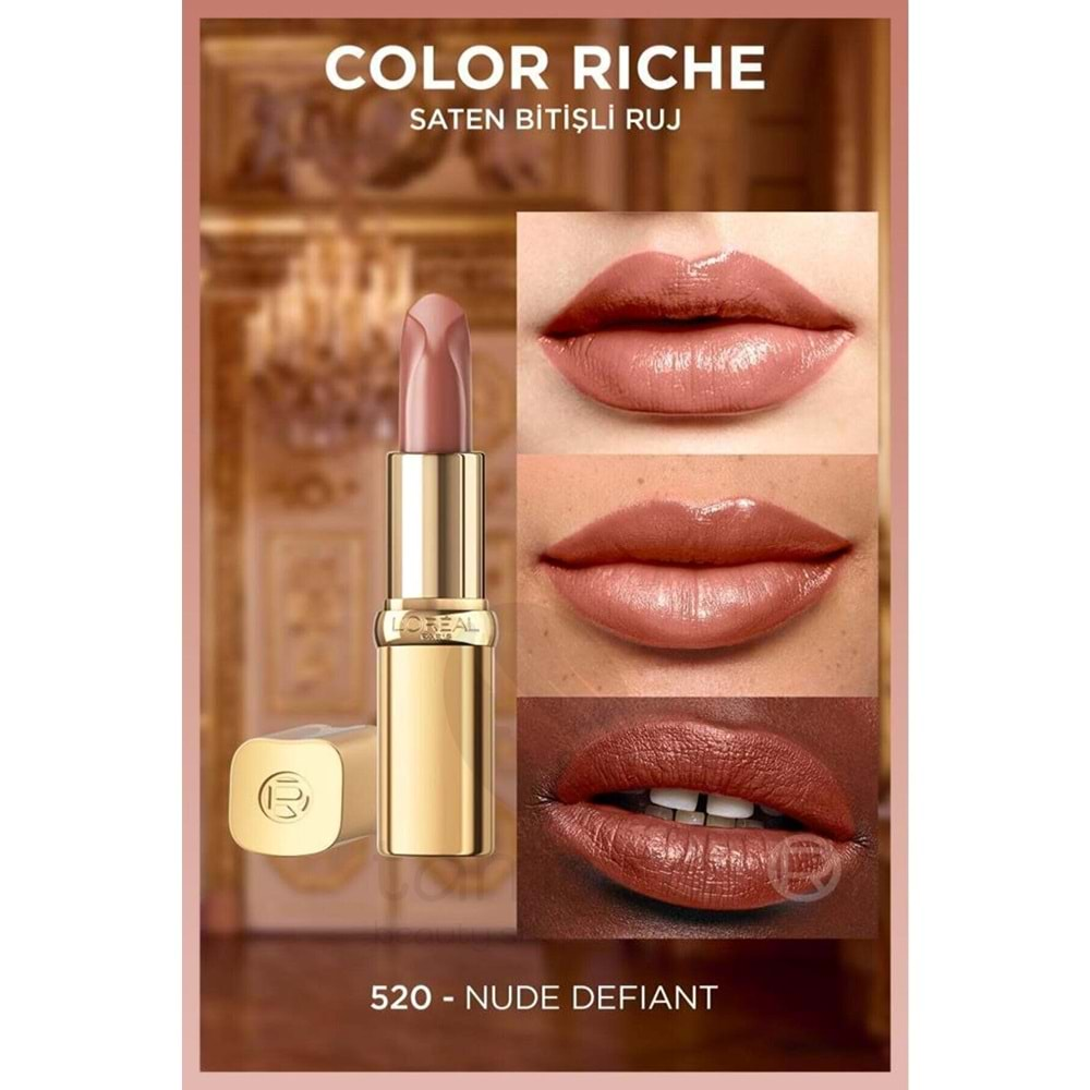 Loreal Paris Color Riche Saten Bitişli Ruj - 520 Nude Defiant