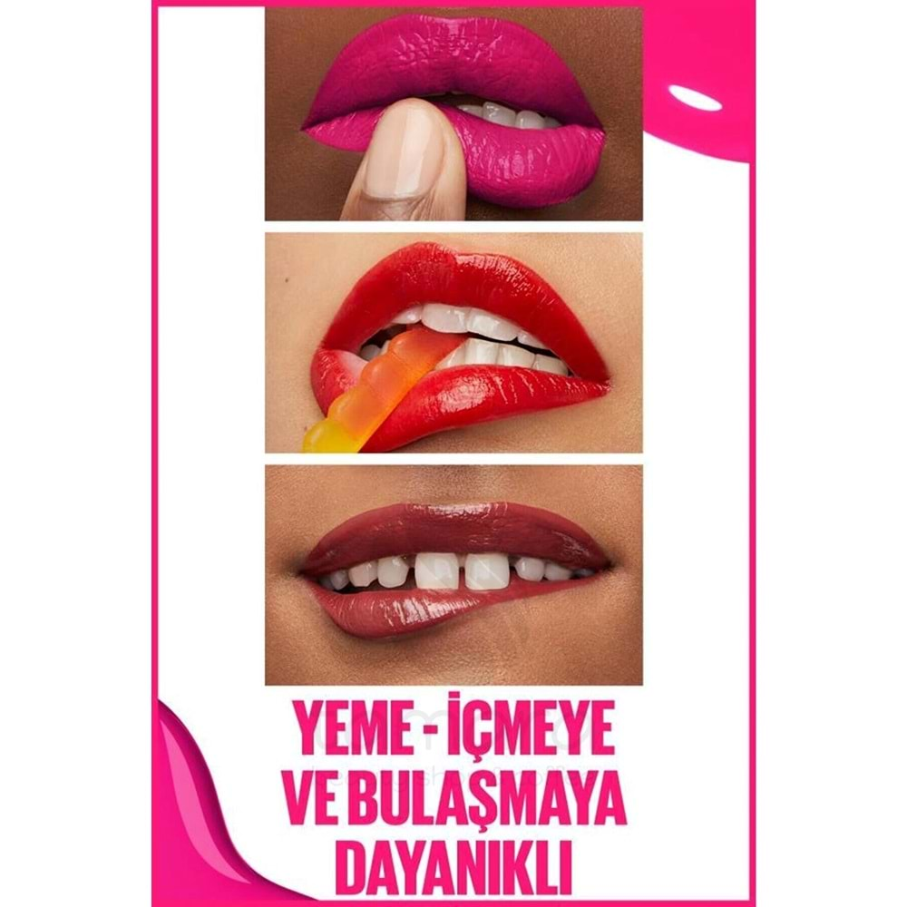 Maybelline New York Super Stay Vinyl Ink Uzun Süre Kalıcı Likit Parlak Ruj 155 Upbeat