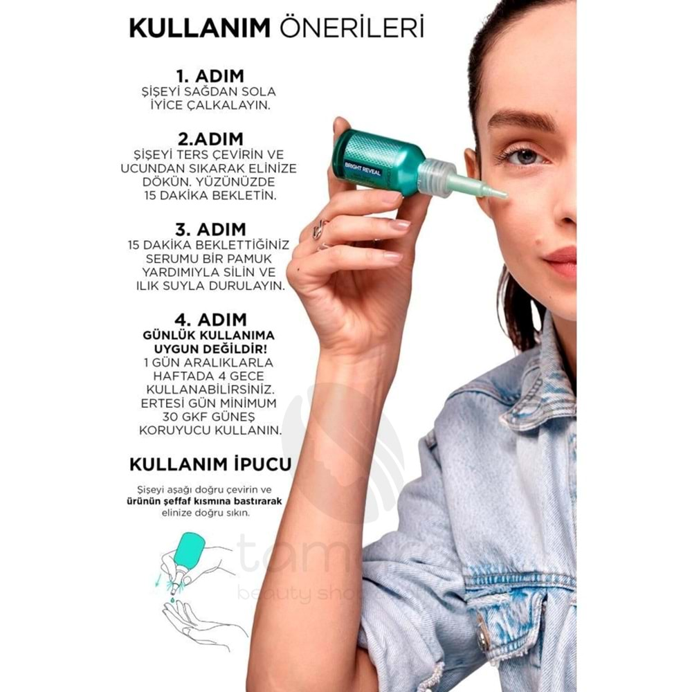 Loreal Paris Bright Reveal Koyu Lekelere Karşı Hızlı Etkili Yenileyici Peeling Serum 25% [AHA + BHA + PHA] 25ml