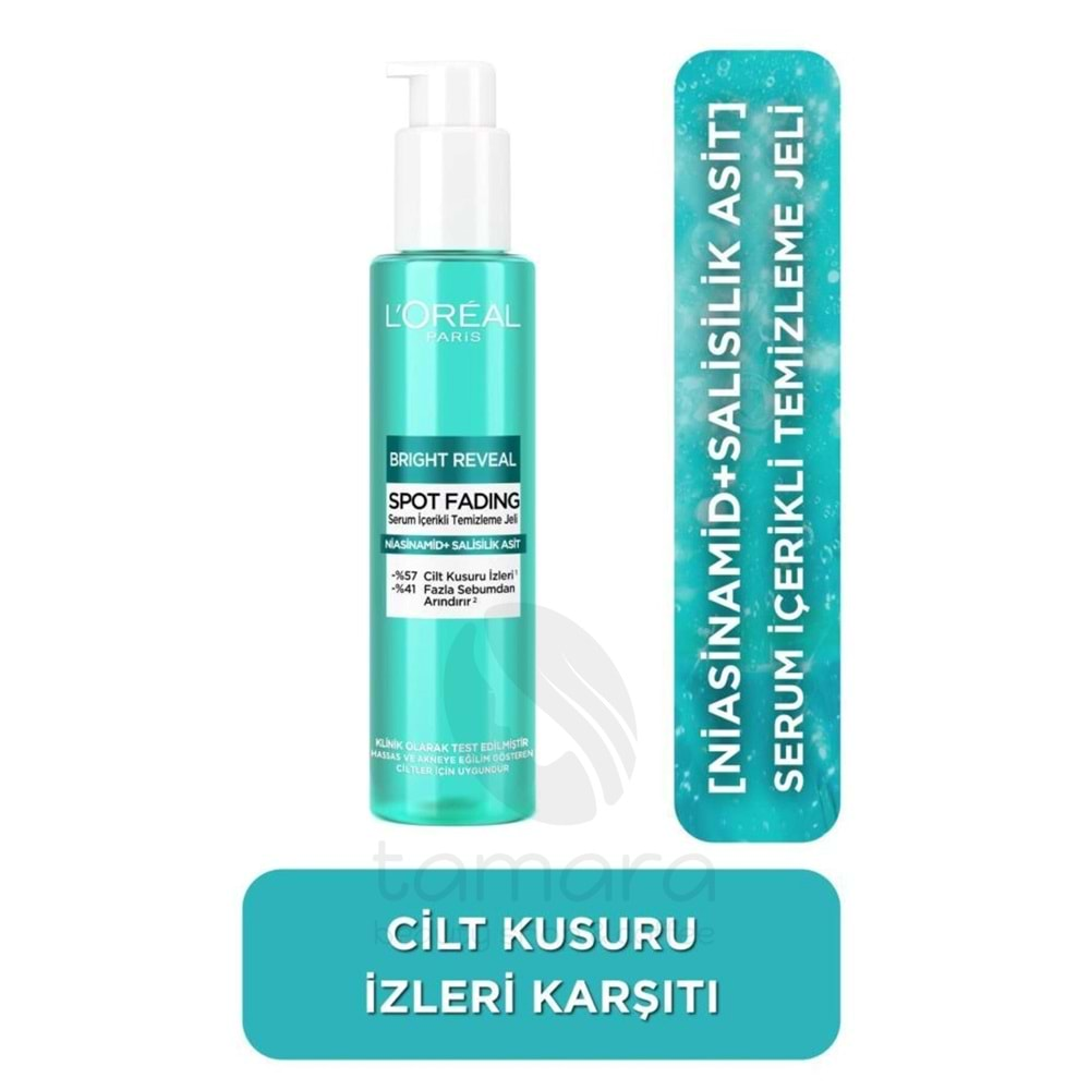 Loreal Paris Bright Reveal Cilt Kusuru İzi Karşıtı, Serum İçerikli Temizleme Jeli Niasinamid+Salisilik Asit 150ml