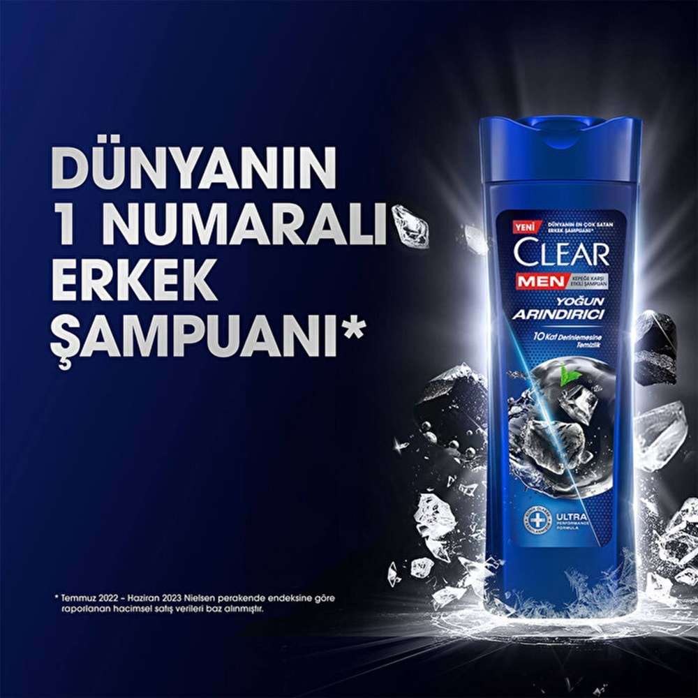 Clear Men Şampuan Yoğun Arındırıcı Kömür Kepeğe Karşı Etkili 350 ml