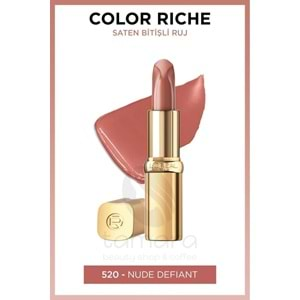 Loreal Paris Color Riche Saten Bitişli Ruj - 520 Nude Defiant